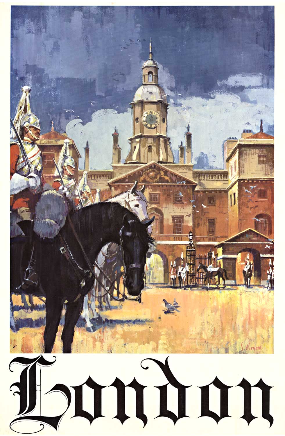 London (England) Horse GuardsLondon England – Horse Guards – Sam Wisnom Original Vintage Travel Post