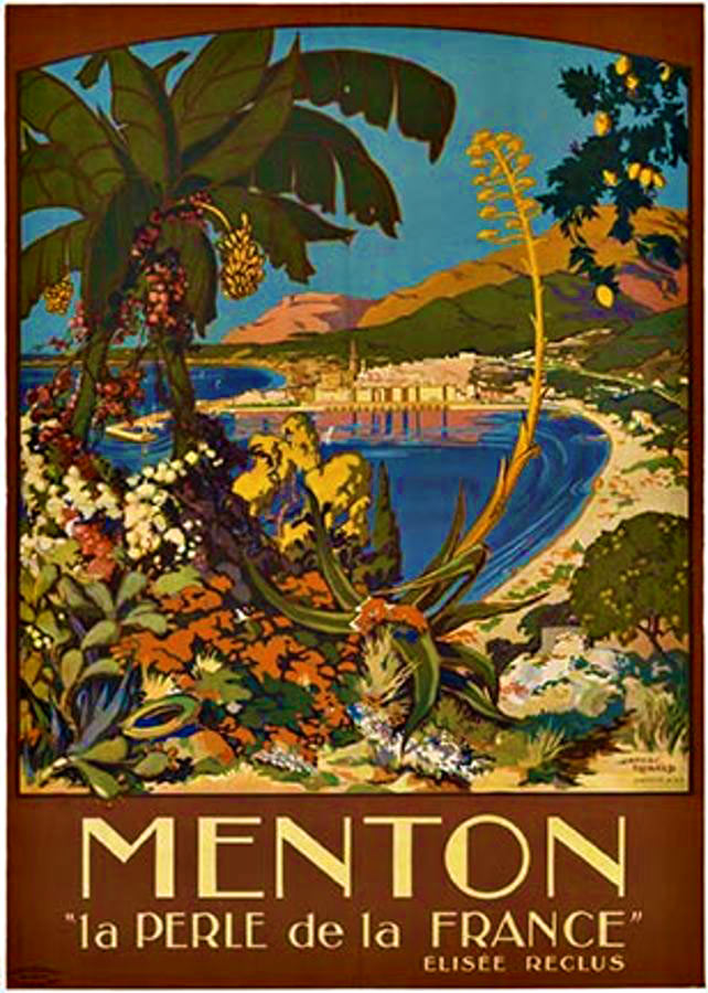 Original 1926 Menton “La Perle de la France” Vintage French Riviera Travel Poster by James C. Richar