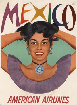 Original Mexico — American Airlines Lithograph (c.1950s)