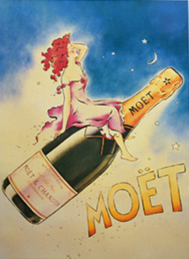 Moet Champagne (S) Girl on Bottle