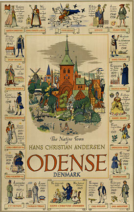ODENSE — Original Vintage Travel Poster (linen-backed), Olle Hjortzberg