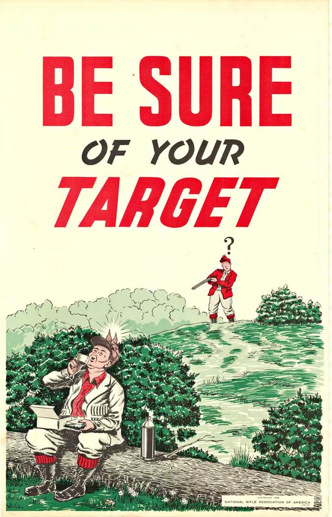 Original NRA “Be Sure of Your Target” Gun Safety Poster | Vintage National Rifle Association Lithogr