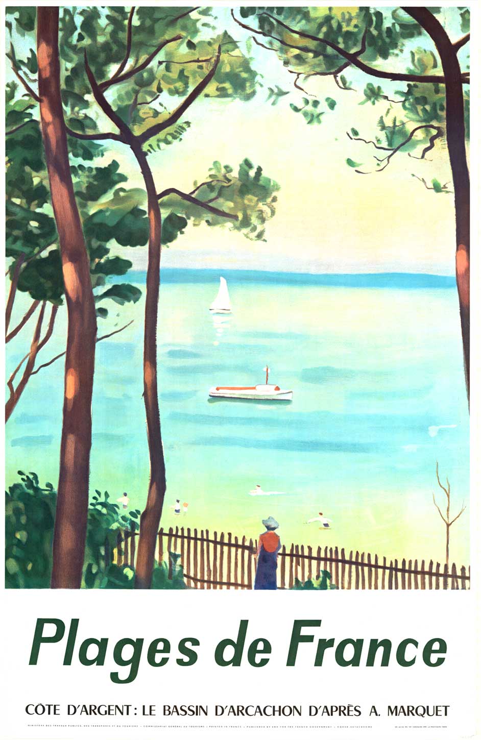 Plage de France – Bassin d’Arcachon Vintage French Travel Poster by A. Marguet