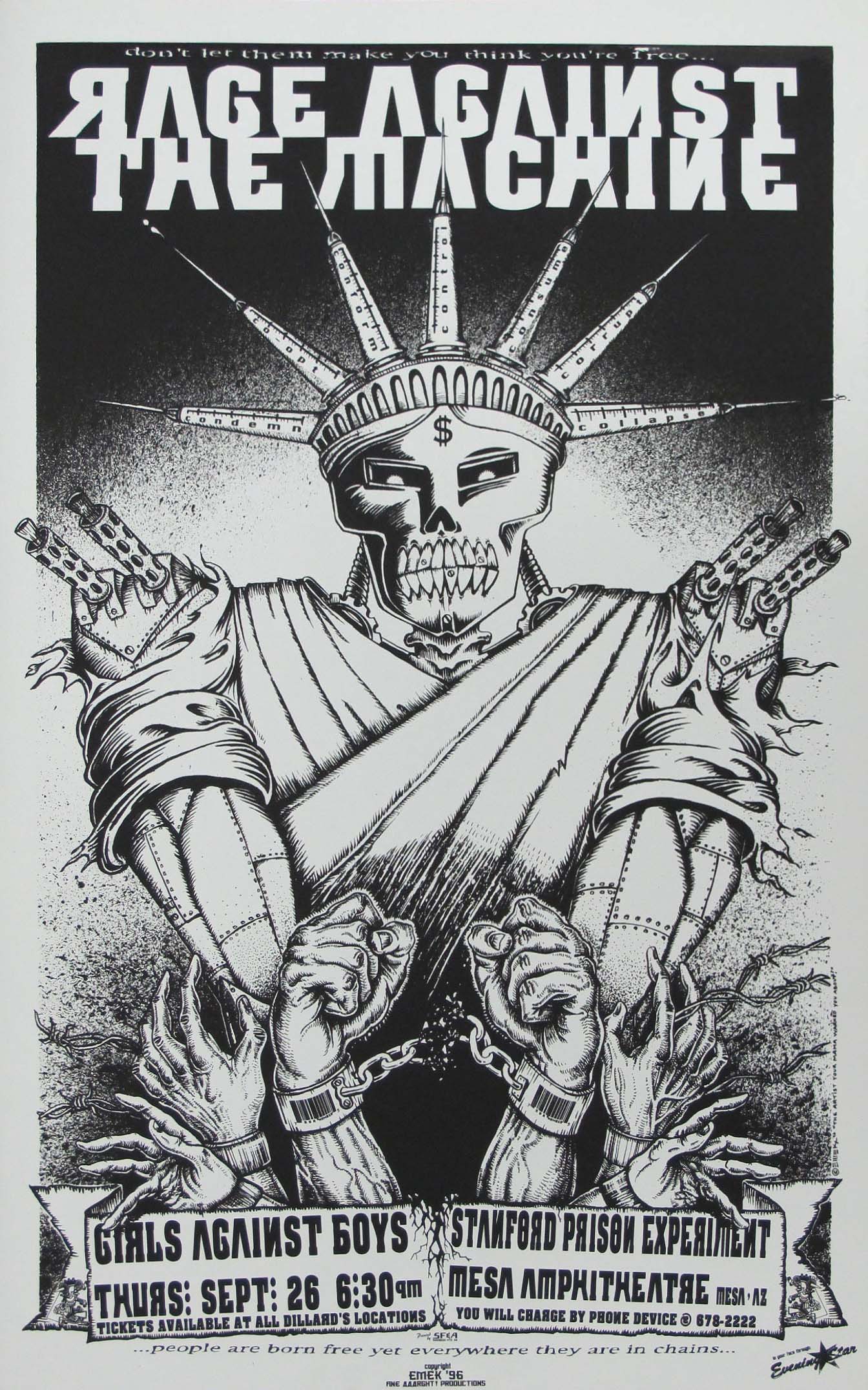 Rage Against the Machine Original Rock Concert Poster