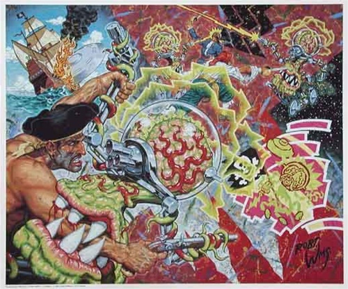 Robert Williams Flying Saucer Attack on a Pirate Galleon Limited Edition Lithograph