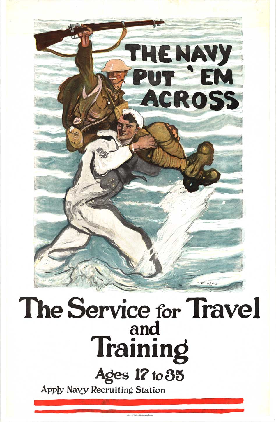 The Navy Put 'em Across Recruiting Poster