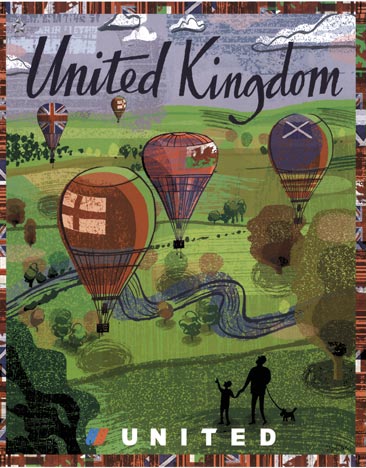 United Kingdom United Airlines - 2004 - Nigel Owen - Travel Poster