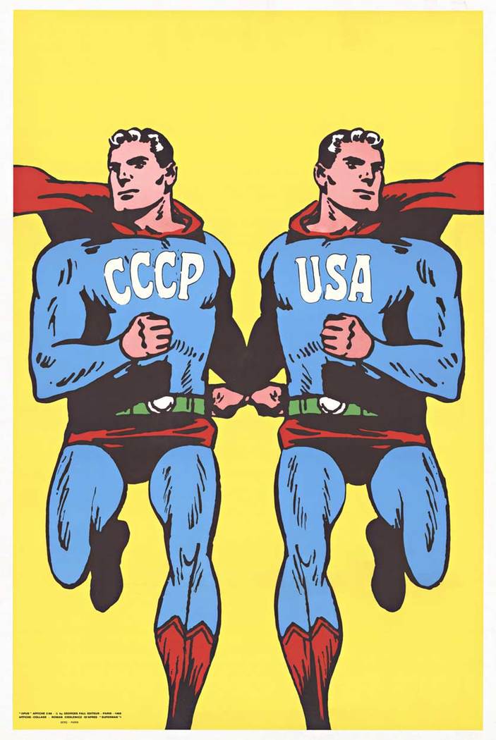 USSR / CCCP USA SupermanRoman Cieslewicz — USA / CCCP (Opus International), 1968 (Superman)